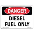 Signmission Safety Sign, OSHA Danger, 18" Height, 24" Width, Aluminum, Diesel Fuel Only, Landscape OS-DS-A-1824-L-2060